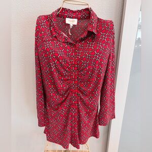 Laundry by Shelli Segal Red Patterned Women's Top Size SMALL